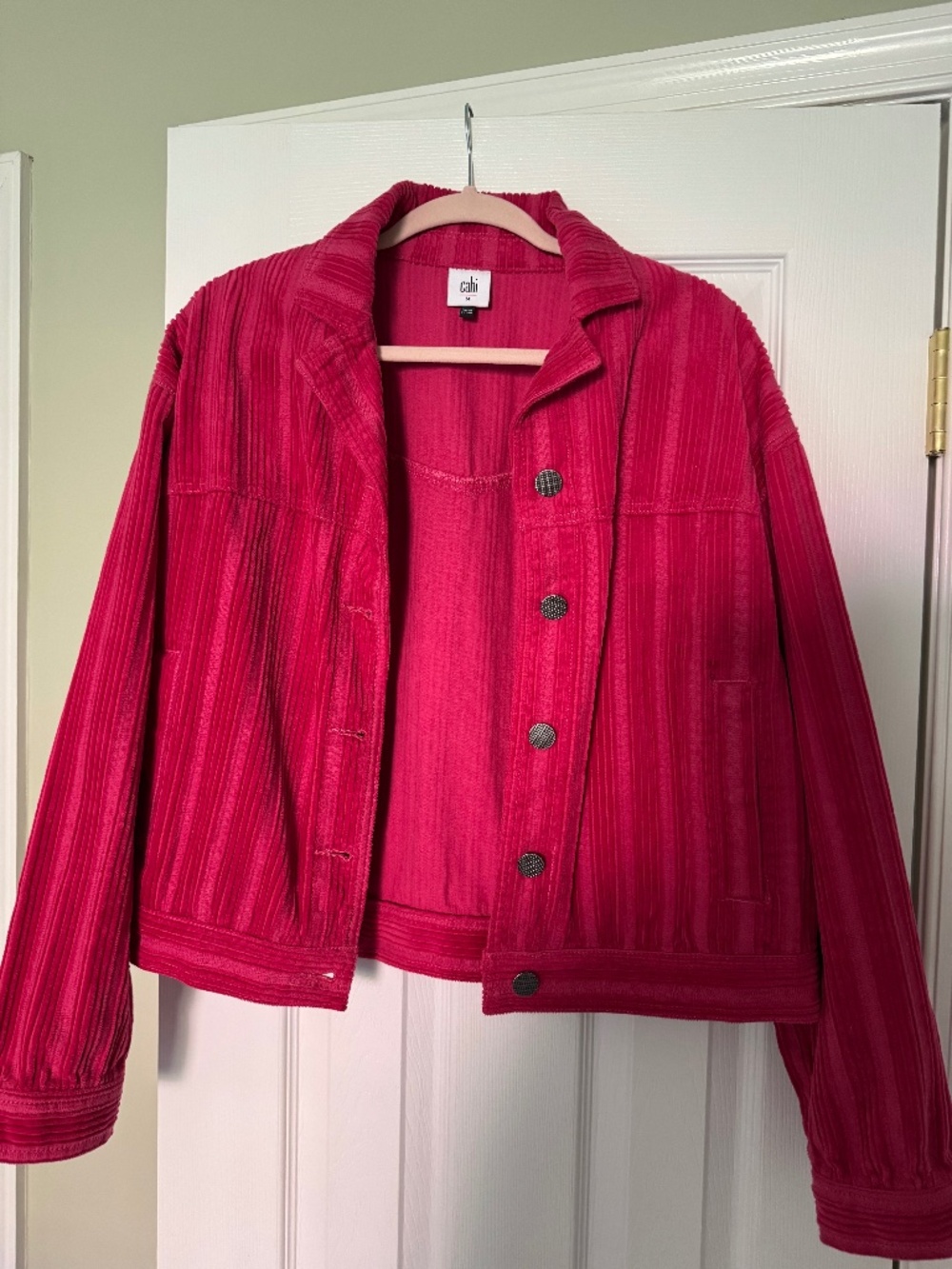 Cabi Pink Cotton Corduroy Trucker Jacket Medium Fall Spring